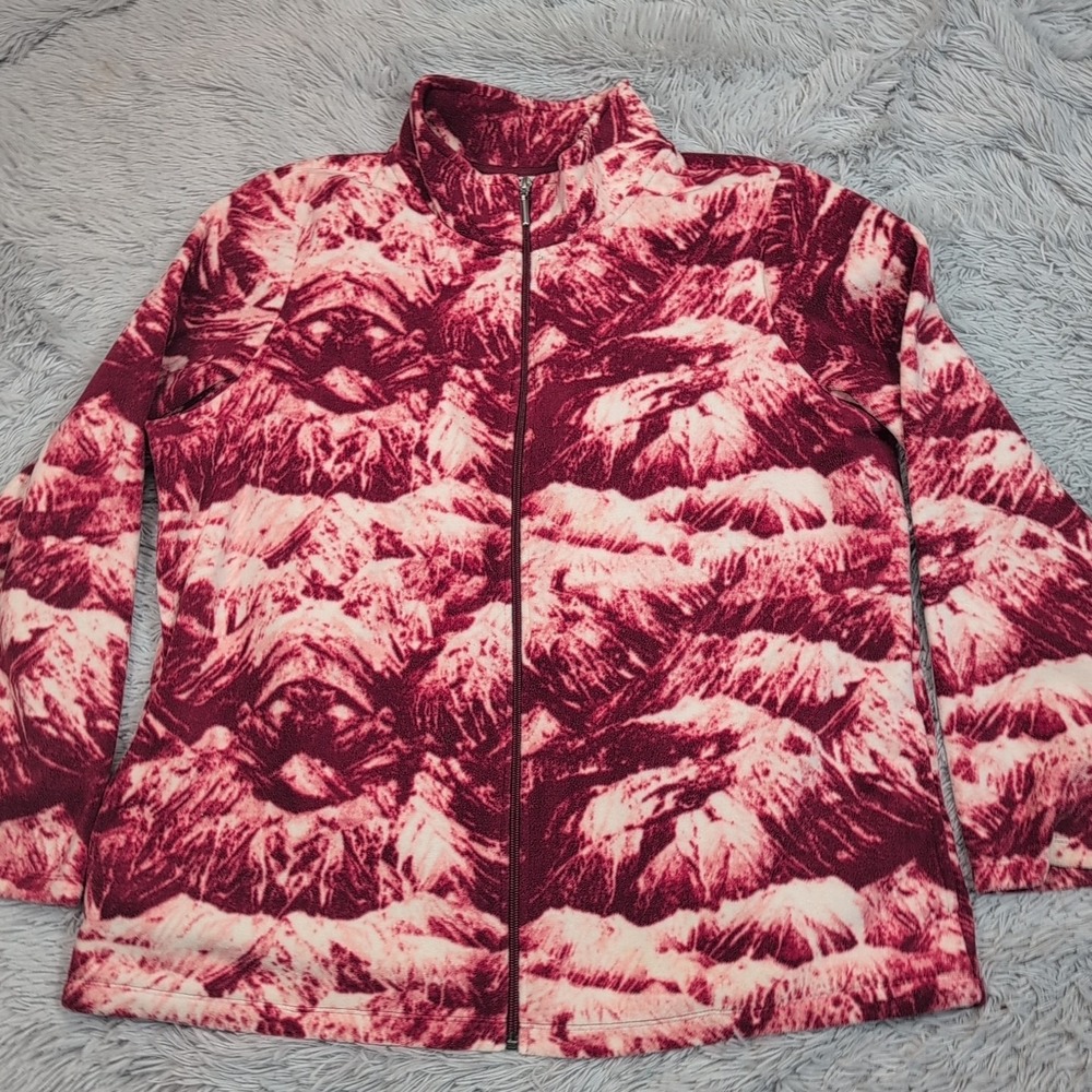 D & Co Jacket Womens L Red Gorpcore Zip Up Casual Soft Cozy Comfort Athletic